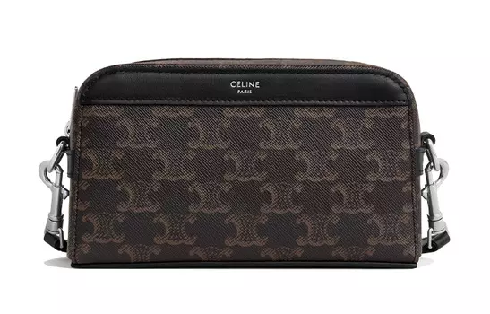 CELINE Сумка для боулинга из коровьей кожи, сумка через плечо, мужская, черная