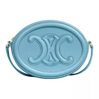 CELINE Сумка-кошелек Triomphe из коровьей кожи Mooncake, сумка-кошелек через плечо, маленькая женская, джинсовая, синяя