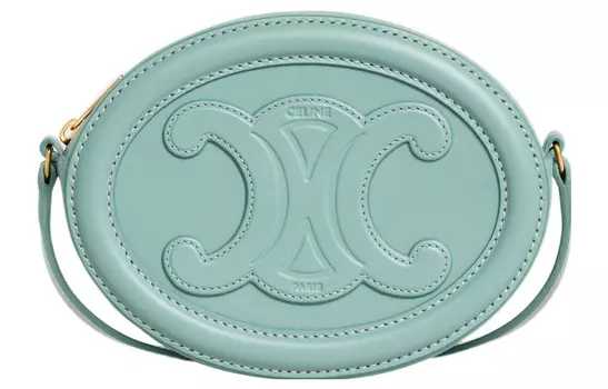 CELINE Сумка-мессенджер Triomphe из коровьей кожи Mooncake, сумка через плечо, обычная женская, холодного мятно-зеленого цвета