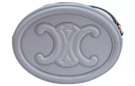 CELINE Сумка-мессенджер Triumph Gate Triomphe Mooncake из гладкой коровьей кожи, через плечо, женская, светло-голубого цвета