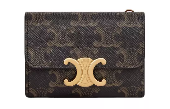 CELINE Женский кошелек-держатель для карт Triomphe Canvas, бежевый