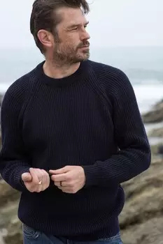 Celtic & Co Fisherman синий мужской свитер в рубчик Celtic & Co. , синий