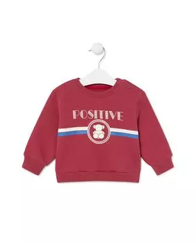Центральная хлопковая детская толстовка "позитив" Tous, гранатовый