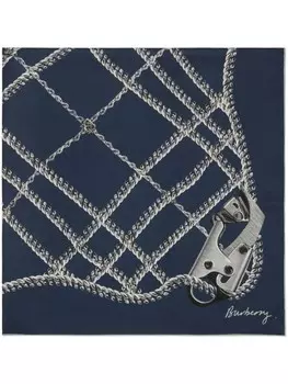 Цепочка клетчатый шелковый шарф Burberry, синий
