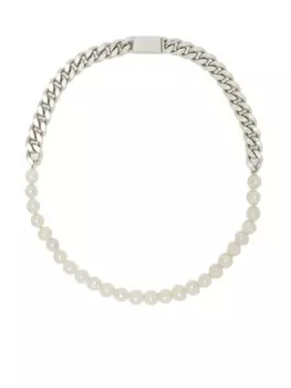 Цепочка на шею с искусственным жемчугом Jil Sander, серебряный