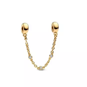 Цепочка Triple Clear Stone Safety Pandora, покрытие - золото