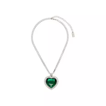 Цепочка Vetements Crystal Heart Necklace, цвет Silver/Green