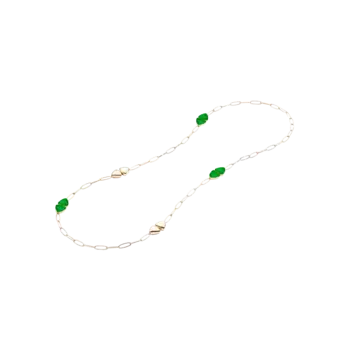 Цепочка Vhernier Freccia из розового золота с нефритом и горным хрусталем