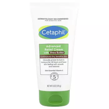 Cetaphil, Улучшенный успокаивающий крем с маслом ши, для длительного ухода за чувствительной кожей, 170 г (6 унций)