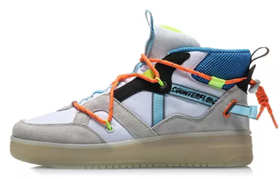 CF Скейтбординговые туфли женские высокие белые/оранжевые Lining