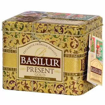 Чай BASILUR Present Gold черный листовой в декоративной банке, Рождественский чай 100г x1 sarcia.eu