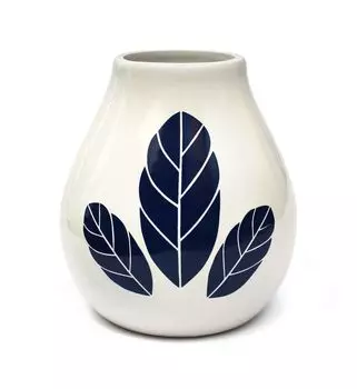 Чай Mate Green Yerba mate, керамический калабас, белая кружка Hoja, украшенная листьями Yerba Mate, чашка 350 мл