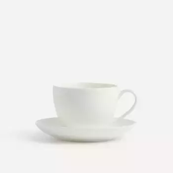 Чайная чашка Bone China Essential El Corte Ingls с круглым блюдцем, белый