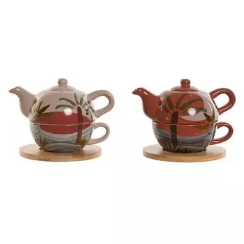 Чайник Home ESPRIT Белый Бежевый Терракота Светло-Розовый Доломит 750 мл (2 шт)