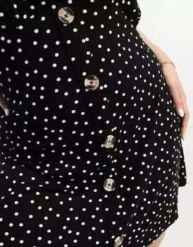 Чайное мини-платье с развевающимися рукавами и пуговицами ASOS DESIGN Curve