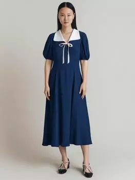 Чайное платье kami с пышными рукавами Ghost, синий