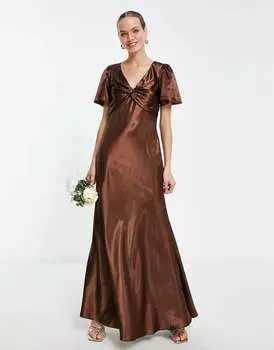 Чайное платье Little Mistress Шоколадного цвета