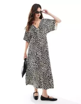 Чайное платье миди миди на пуговицах с закатанными рукавами ASOS DESIGN
