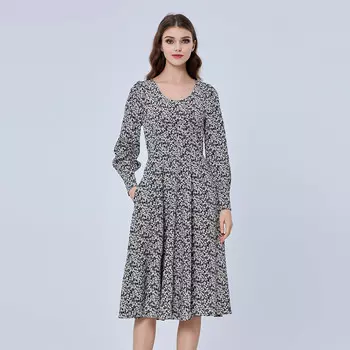 Чайное платье миди с принтом свободы S&J Weekends, серый