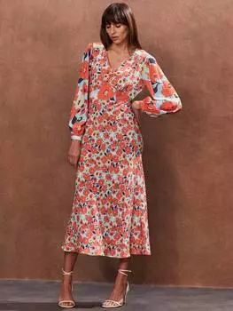 Чайное платье с принтом poppy ditsy с завязками на спине Ro&Zo, синий