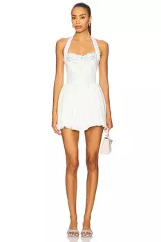 Чайное время поплиновое мини-платье-бюстье For Love & Lemons, white