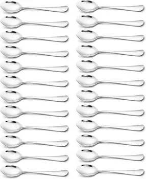 Чайные ложки Briout, столовое серебро из 24 ложек, чайные ложки из пищевой нержавеющей стали премиум-класса длиной 6,7 дюйма, набор кухонных десертных ложек, зеркальная отделка, можно мыть в посудомоечной машине, Silver