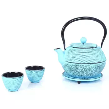 Чайный сервиз ECHTWERK, (набор, 4 предмета), чугун, винтажный дизайн, 1,1 л, со съемным ситечком, светло-голубой