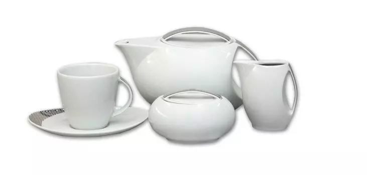 Чайный сервиз, карловарский фарфор, Thun Loos, платина, 15 деталей Thun 1794