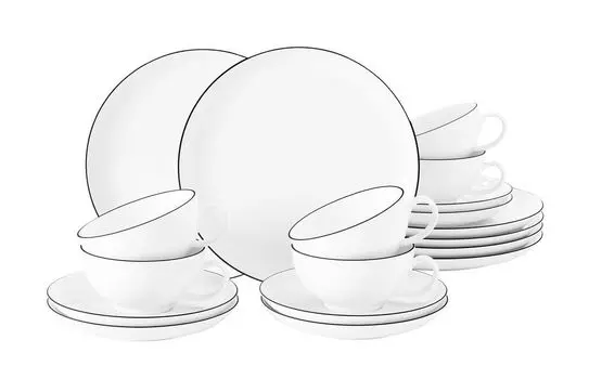 Чайный сервиз Seltmann Weiden Lido черный с цветной окантовкой, неподвластной времени