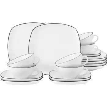 Чайный сервиз Seltmann Weiden «Набор посуды Lido», (набор, 18 предметов), 140 мл, 18 предметов, на 6 персон, белый/черный