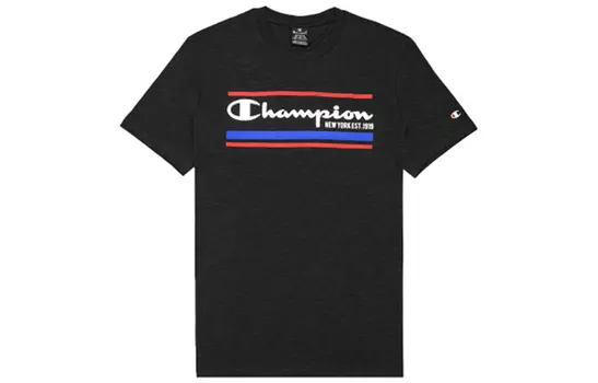 Champion Футболка прямого кроя унисекс, черная, SS20