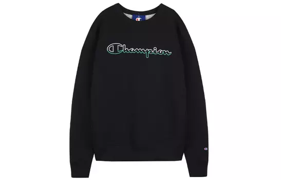 Champion Толстовка с круглым вырезом, стандартная, зимняя, американская версия, унисекс, черная