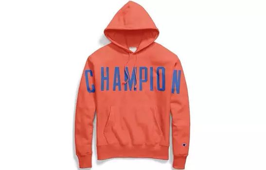 Champion Толстовка свободного кроя с капюшоном, версия унисекс, американская, оранжево-красная