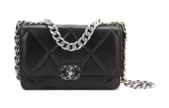 CHANEL 19BagWOC Сумка через плечо из овчины, женская, черная