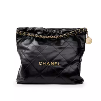 CHANEL 22Bags, средняя сумка через плечо, блестящая телячья кожа, черная