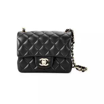 CHANEL Классическая сумка через плечо из овчины с клапаном CF, мини-сумка через плечо, женская, черная