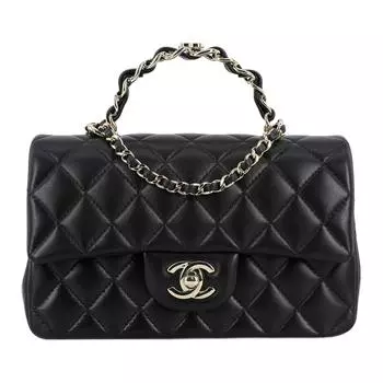CHANEL Классическая сумка-клапан из овчины с карбоновым покрытием, сумка на плечо, мини-сумка через плечо, женская, черная
