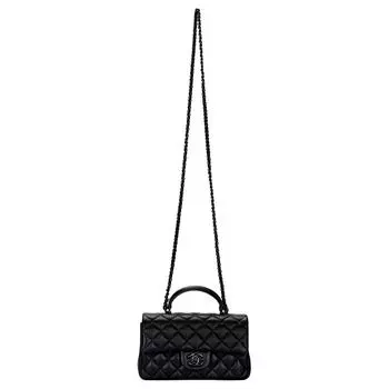 CHANEL Классическая женская сумка через плечо из CF-кожи с клапаном, черная