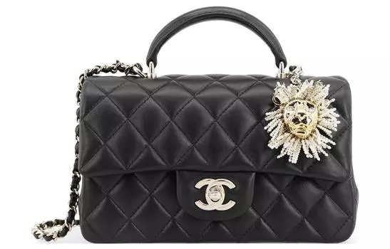 CHANEL Классический клатч-клапф из овчины с клапаном, сумка через плечо, женская, черная
