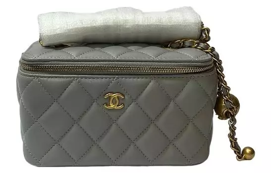 CHANEL Клатч из овчины, длинная сумка-коробка, сумка через плечо, женская сумка темно-серого цвета