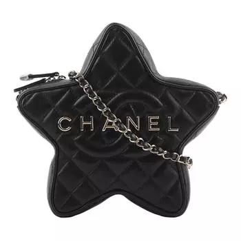 CHANEL Клатч из овчины, сумка через плечо, женская, черная