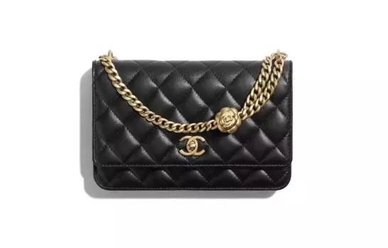 CHANEL Кошелек Camellia Adjusting Buckle Chain With Gold Cc Logo Woc Black