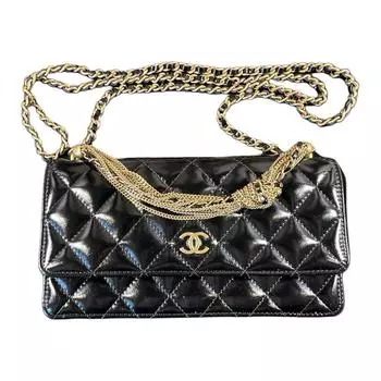 CHANEL Кожаная сумка через плечо, женская, черная
