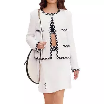 CHANEL Куртка женская, черная, белые