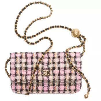 CHANEL Мягкая шерстяная сумка через плечо из шерстяного твила, женская, розовая