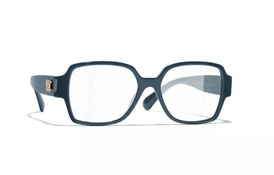 CHANEL Оправа для очков со стразами неправильной формы, унисекс, синяя