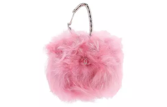 CHANEL Плюшевый кошелек для монет, пушистый шарик, поясная сумка, мини, женская, розовая