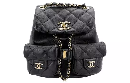 CHANEL Рюкзак Duma из гладкой телячьей кожи с лягушкой, женский, черный