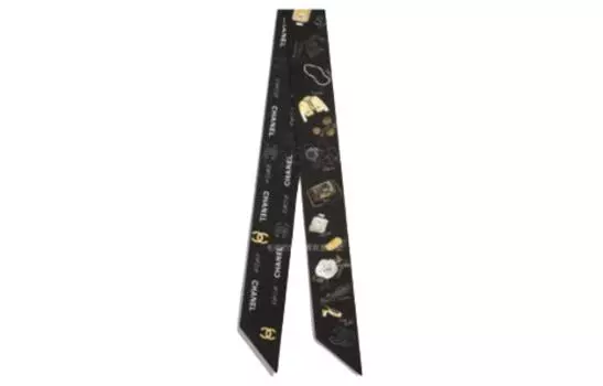 CHANEL Шелковый шарф женский черный
