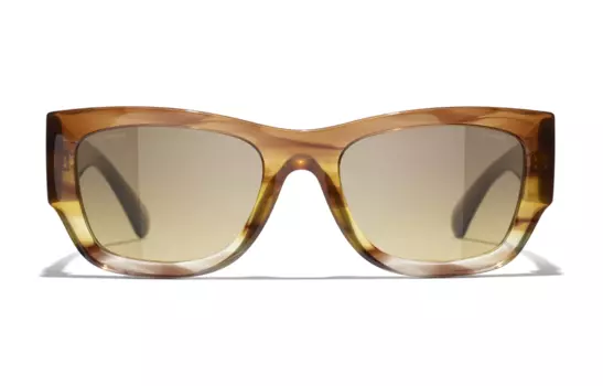 CHANEL Солнцезащитные очки неправильной формы из ацетата, женские, коричневые